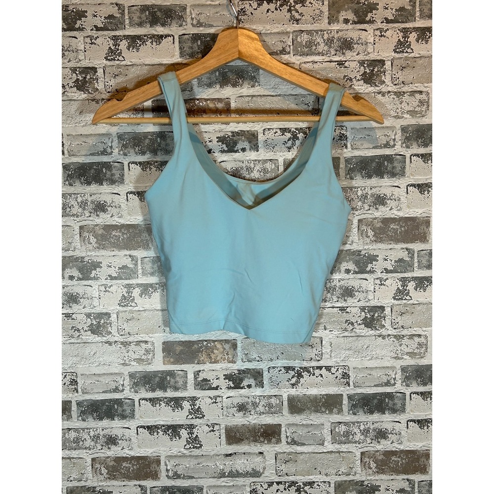 Lululemon Align Tank Top Women Size 4 Light Blue Nulu Cropped‎ V-Neck Workout